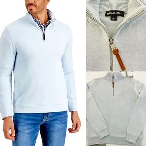 $155 Michael Kors Quarter-Zip Cotton Sweater - Size M